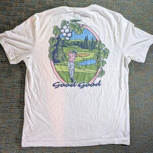 Good Good Golf LG Golf T Shirt LARGE White Fairway Image Cotton Polyester 60/40